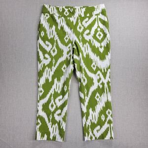 Chico's So Slimming Womens Pants 6P Green Brigitte Ikat Palm Spring Crop
